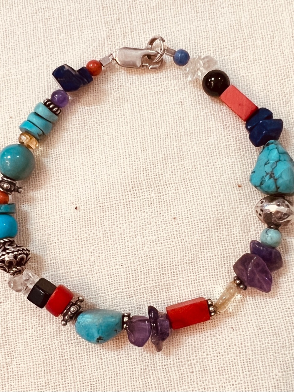 Silpada Multicolor Beaded Bracelet - Turquoise, Red & Purple